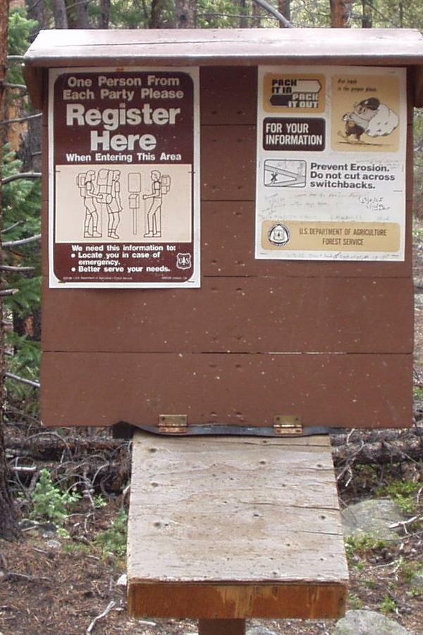 Registration box just past trailhead