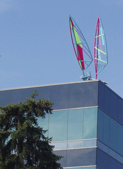 Wind surfing art objects on the northwest corner of Lake Calhoun. 
