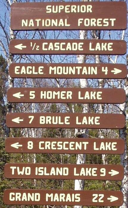 Traveling north on Caribou Trail, turn right at this sign.