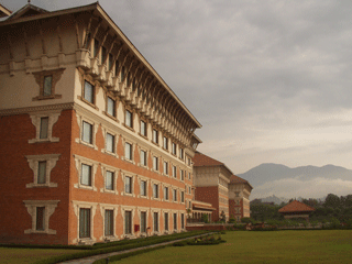 Hyatt Hotel in Katmandu has the appearance of a large Buddist monestery. The Hyatt is where it costs $70 for a 16 minute call to the US.
